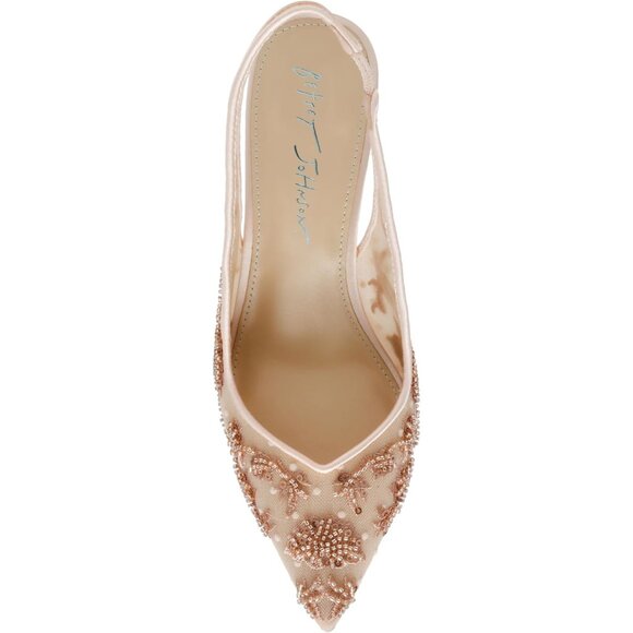 Betsey Johnson Womens Blush Textile Closed Pointed Toe Slingback Nikki Pump - Picture 5 of 7